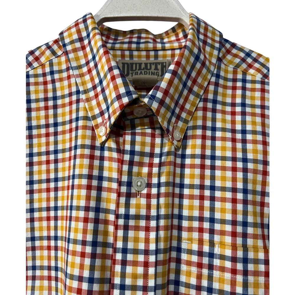 Duluth Trading Co Checkered Trim Fit Long Sleeve Oxford Work Shirt Mens Large - Picture 5 of 13